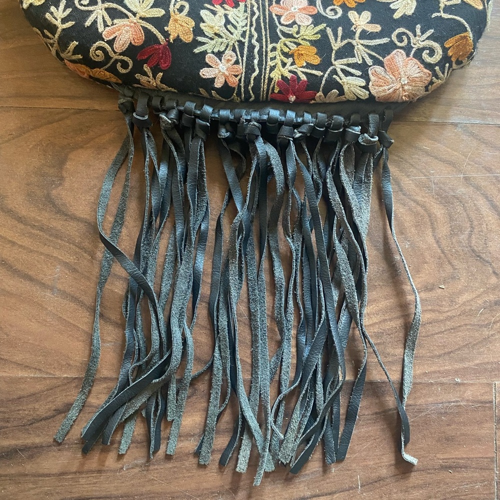 Becky Bag Black and Floral Crossbody Bag with Fringe Boho Western Embroidered - Picture 2 of 10